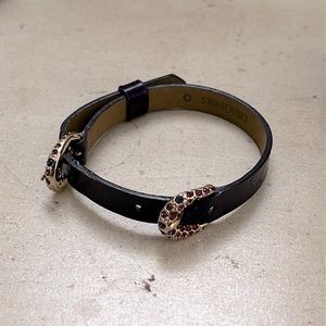 Swarovski purple croc leather embellished bracelet